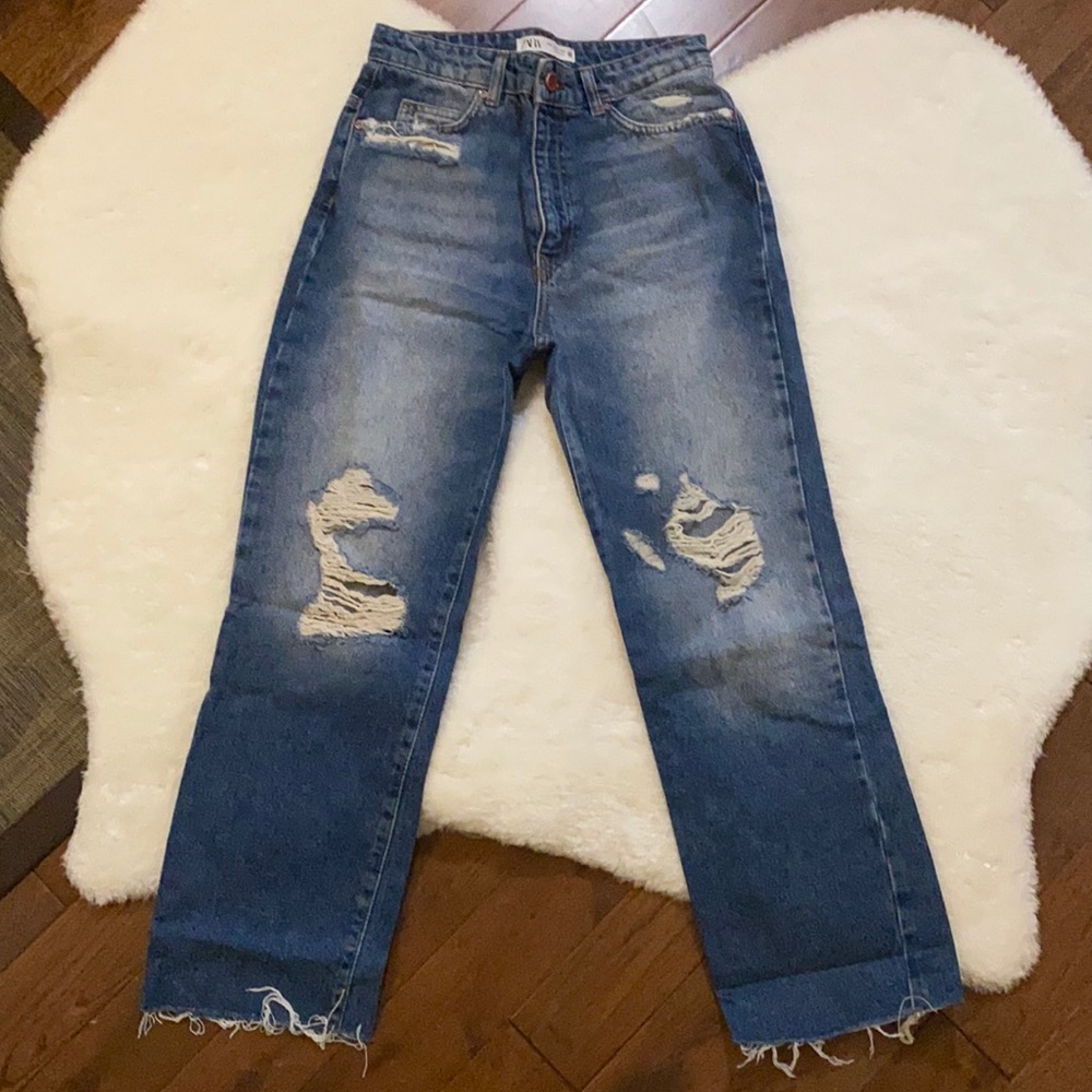 Zara High-Waisted, Ankle Length Jeans